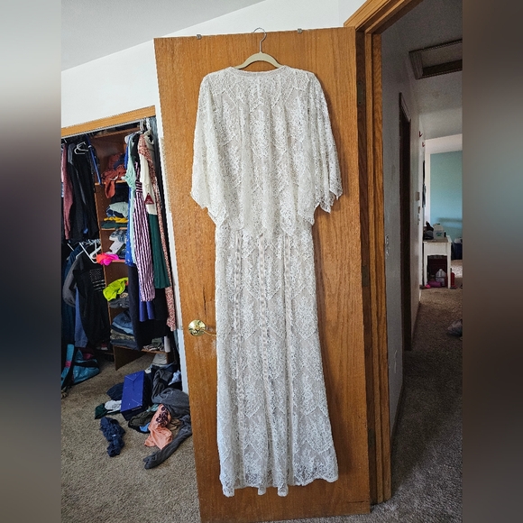 BHLDN x Tadashi Shoji Lorene Dress Gown Ivory Sz 10 Orig.$650 gently used - Picture 2 of 6